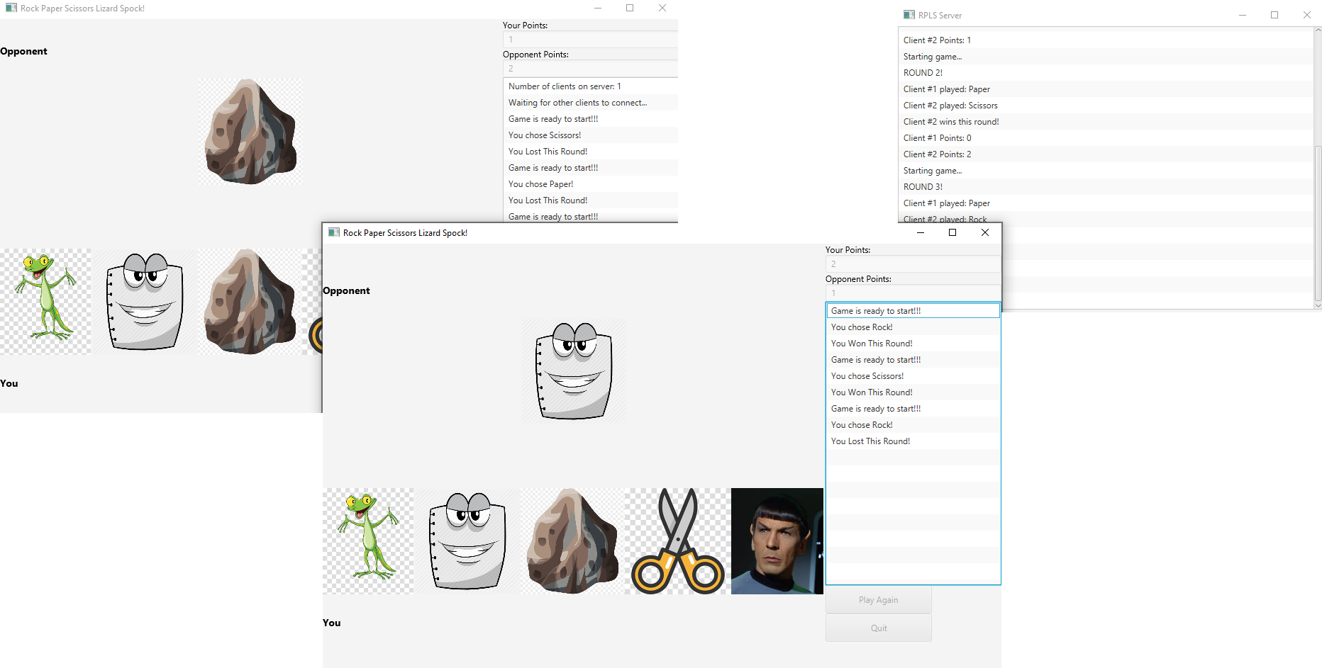 A screenshot of the rock-paper-scissors-lizard-spock game